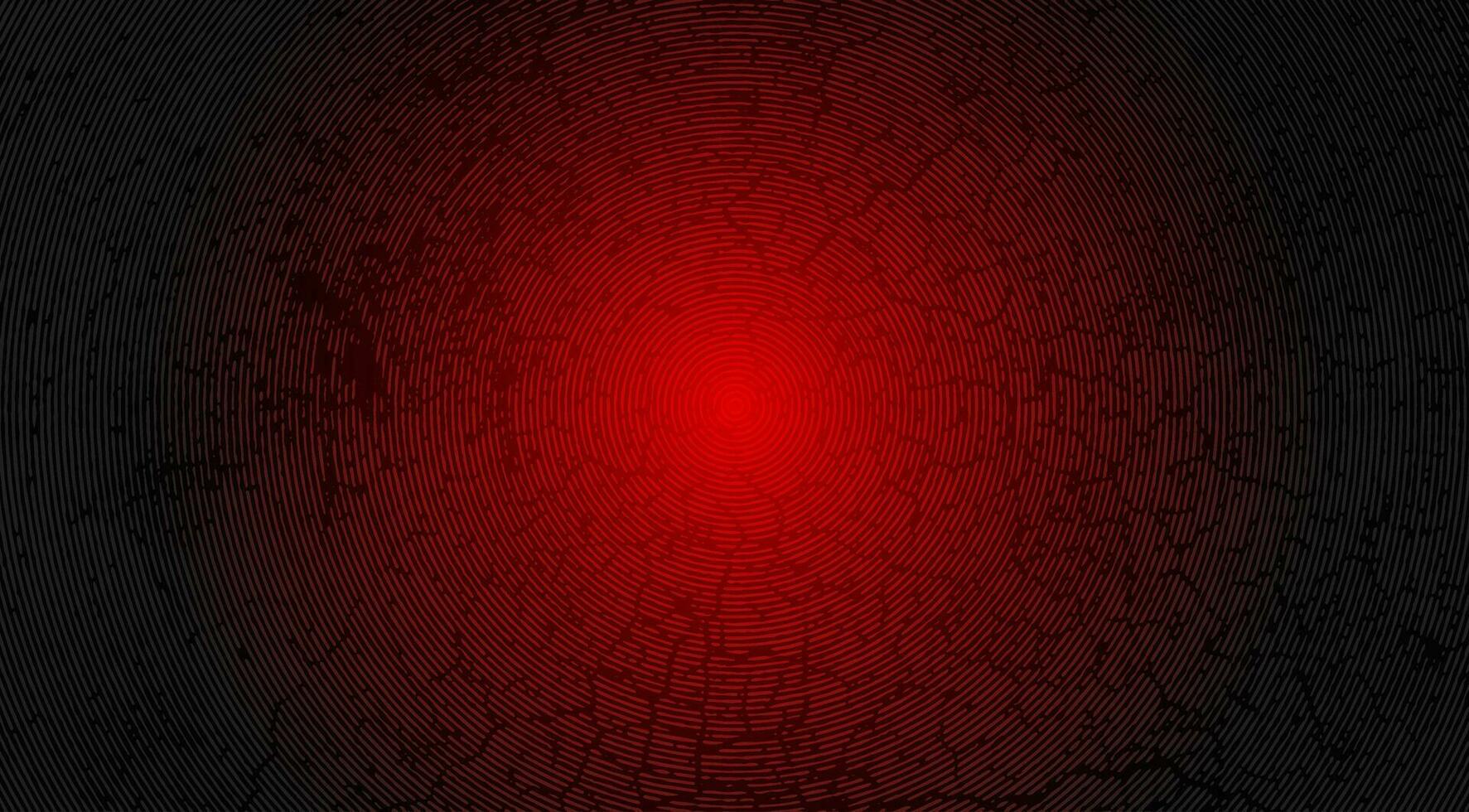 geométrico huella dactilar Arte digital huella dactilar, un circular modelo en un negro fondo, un lava rojo antecedentes con grietas y grietas, un rojo ligero en un negro grunge textura, vector