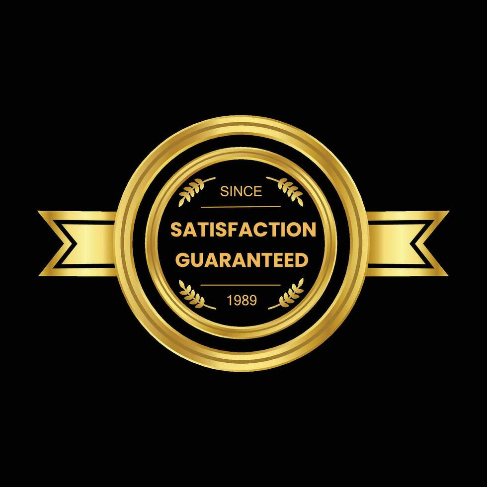 vector satisfaction guarantee golden label on black background