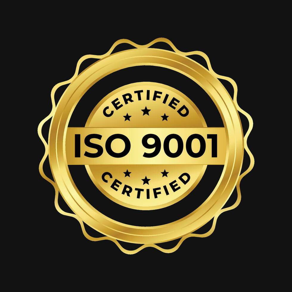 vector iso certification gold stamp luxury