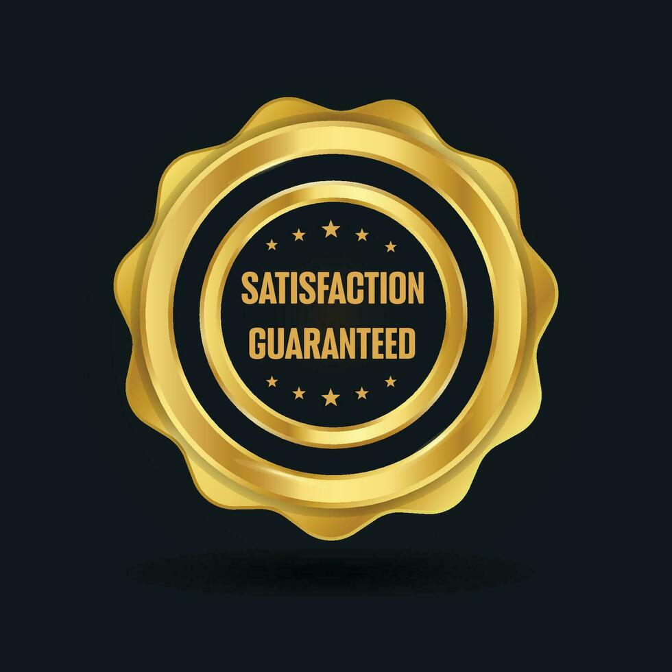 vector satisfaction guarantee golden label on black background