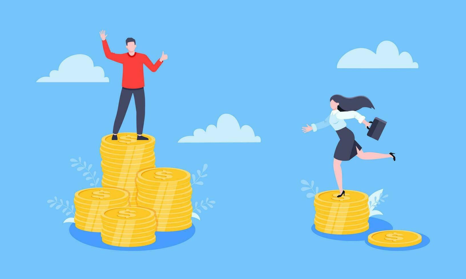 Salary and gender Inequality gap between women and men business concept flat style design vector illustration.