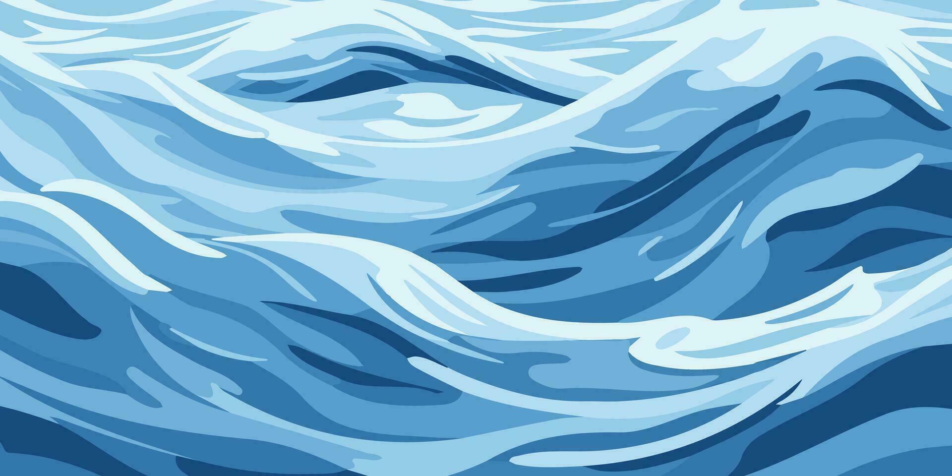 azul ondas y agua salpicaduras olas superficie plano estilo diseño vector ilustración.