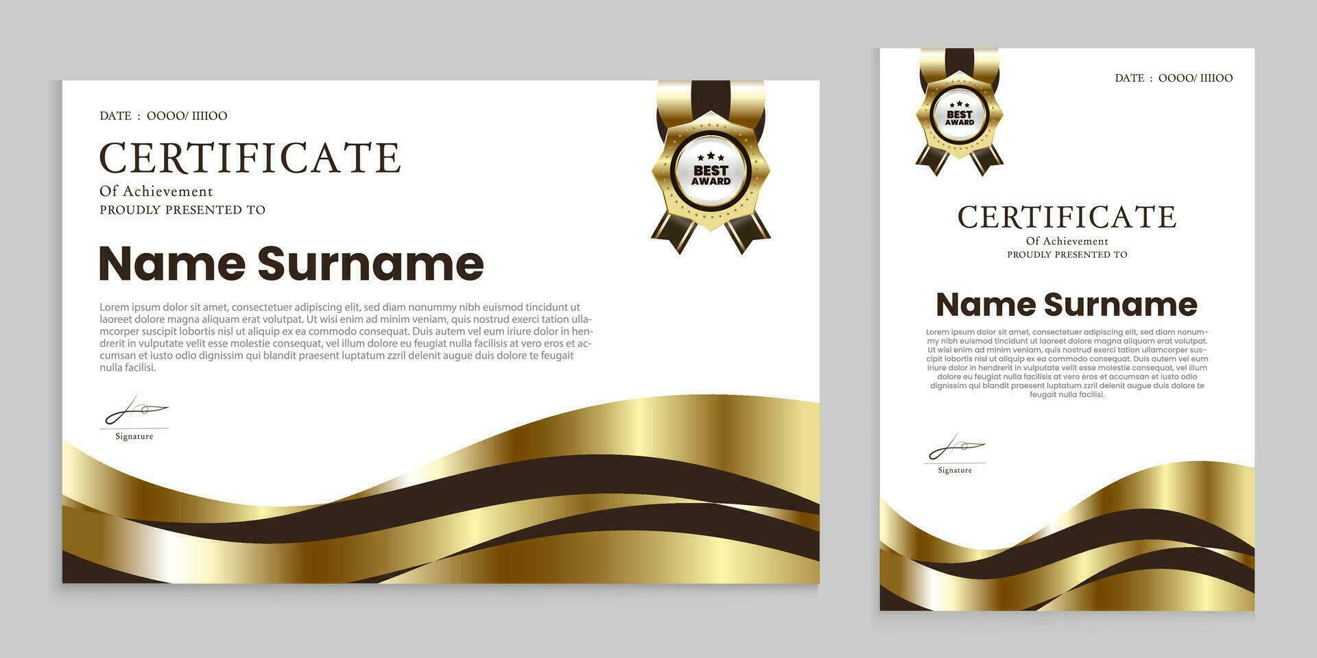 Award or appreciation certificate template Gold and brown background suitable for traditional vector