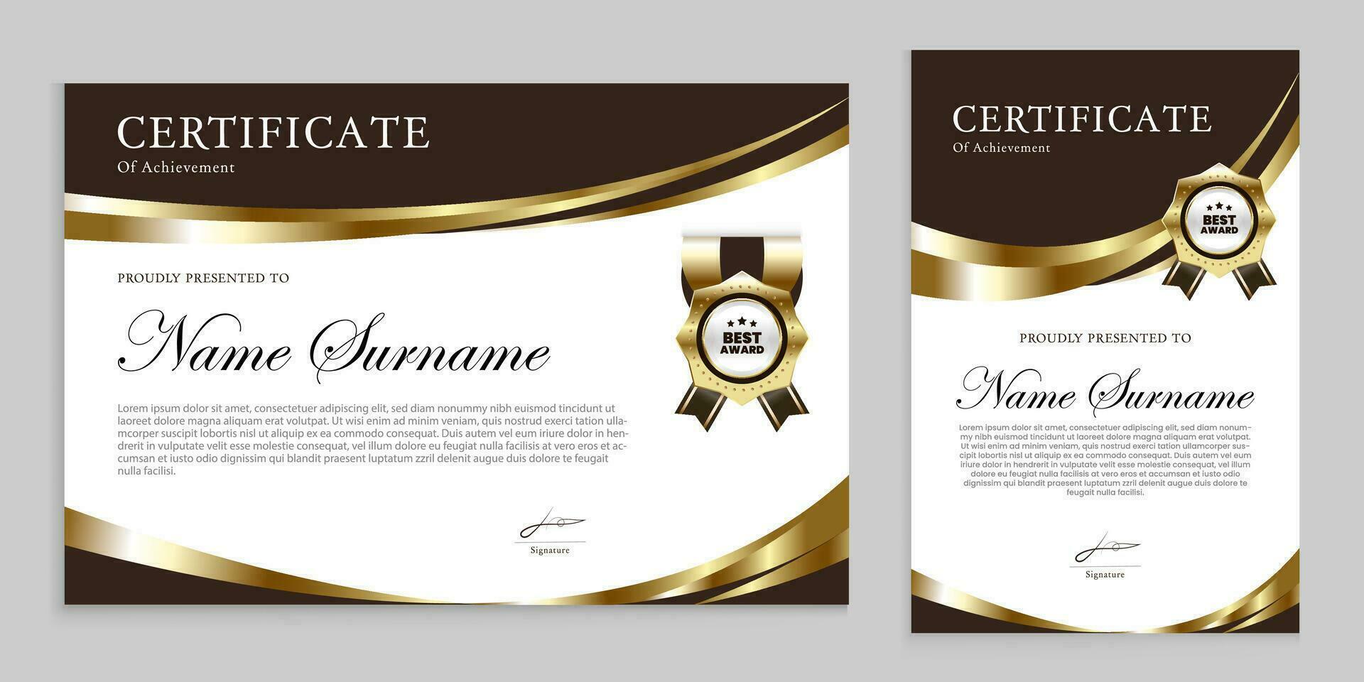 premio o apreciación certificado modelo oro y marrón antecedentes adecuado para tradicional vector