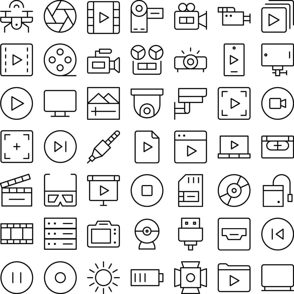 Vector of Video Icon Set. Perfect for user interface, new application.