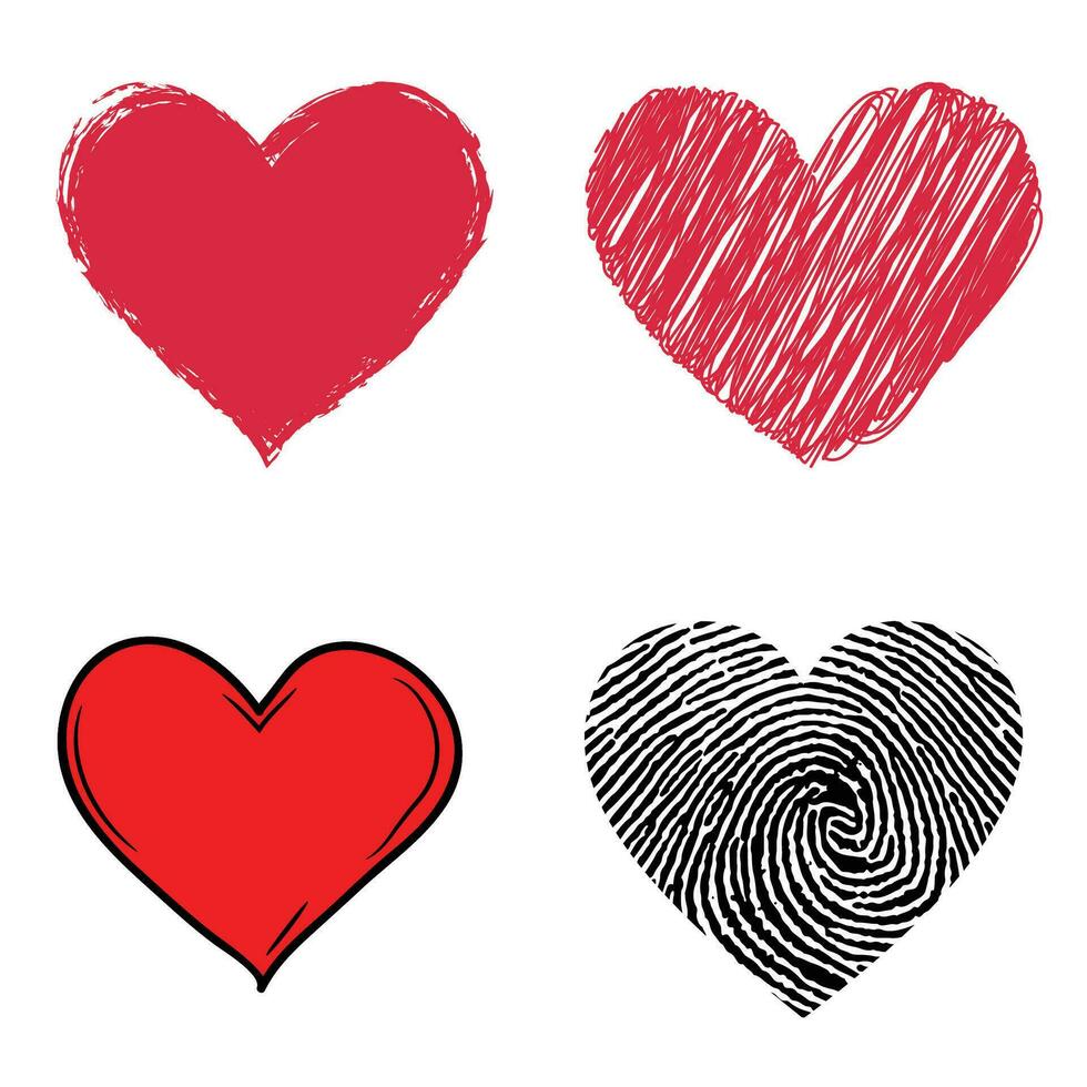 Heart Doodles Shapes, Valentine Day, Love, Heart Elements Vector