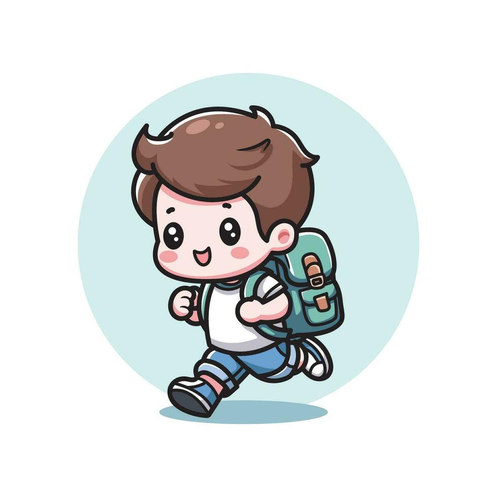 cute vector design illustration of little boy going back to school