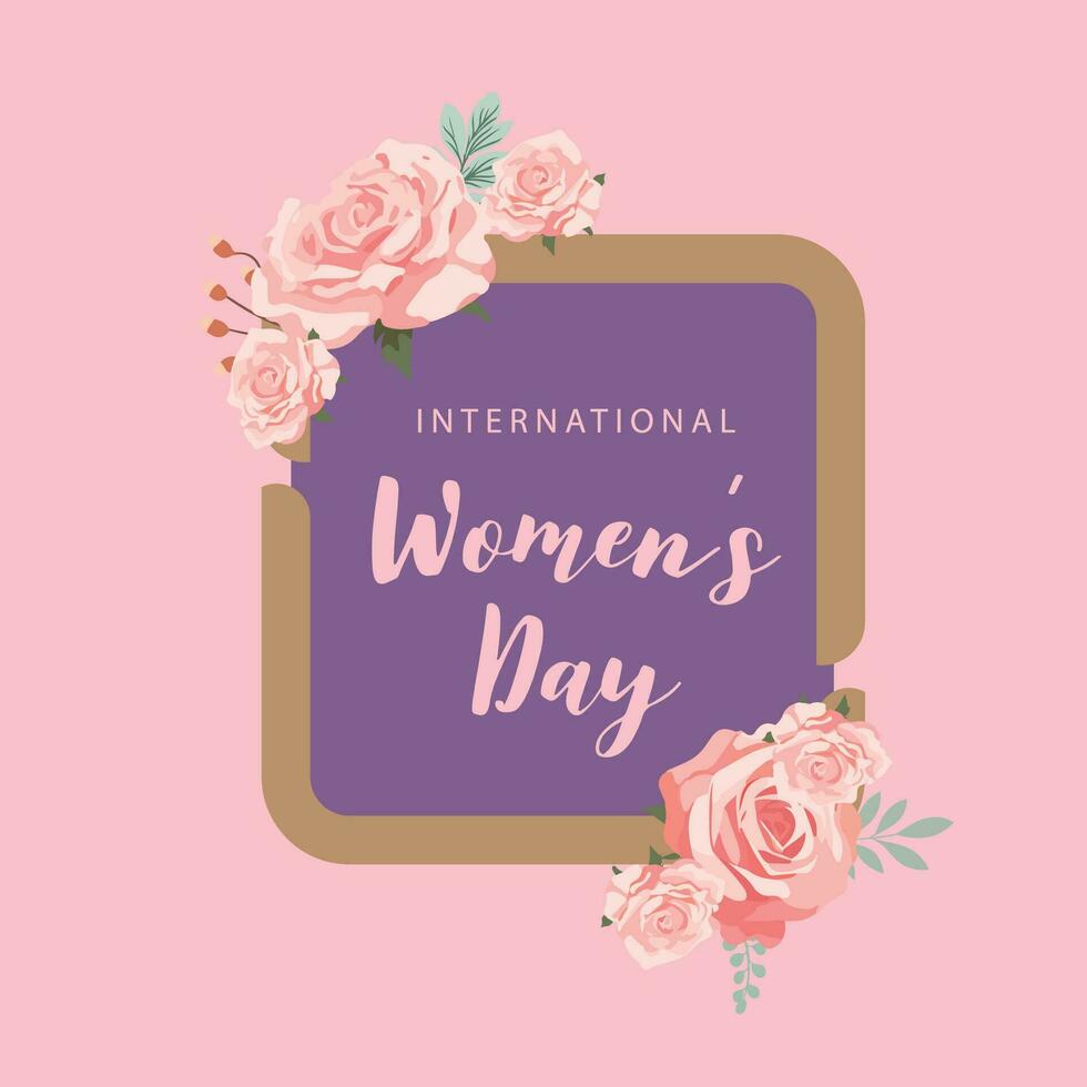 International women day with rose use for square card design vector
