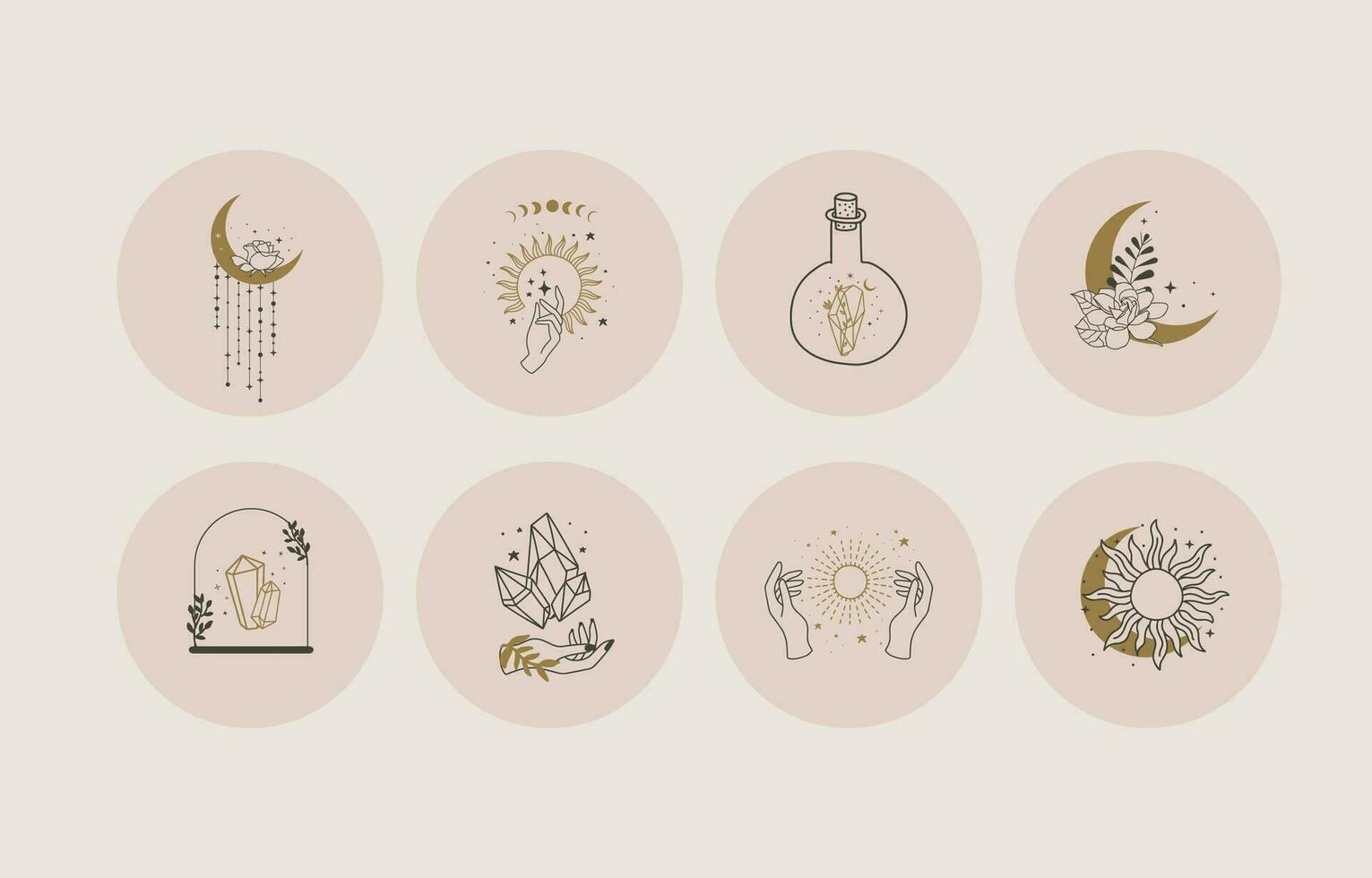 colección de místico icono utilizar para boho oculto diseño vector