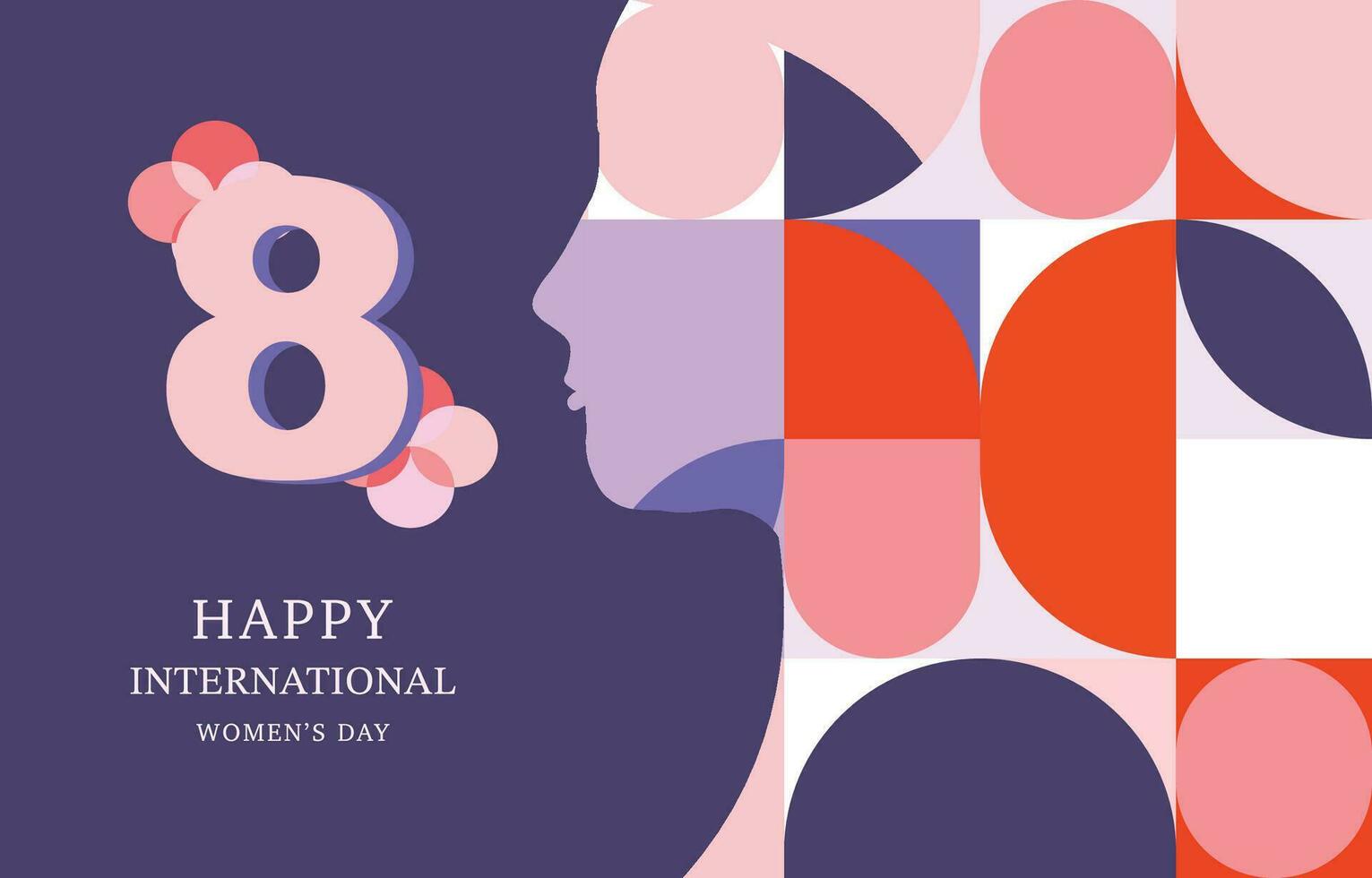 International women day with geometric shape use for horizontal banner design vector