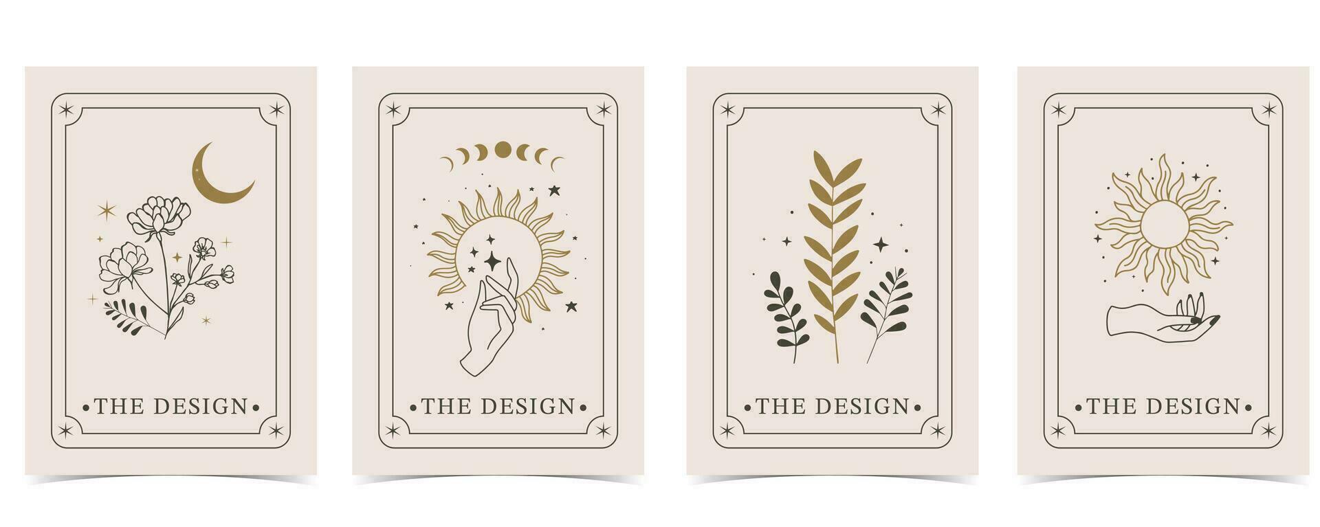 boho tarjeta tarot para a4 vertical ilustración diseño vector