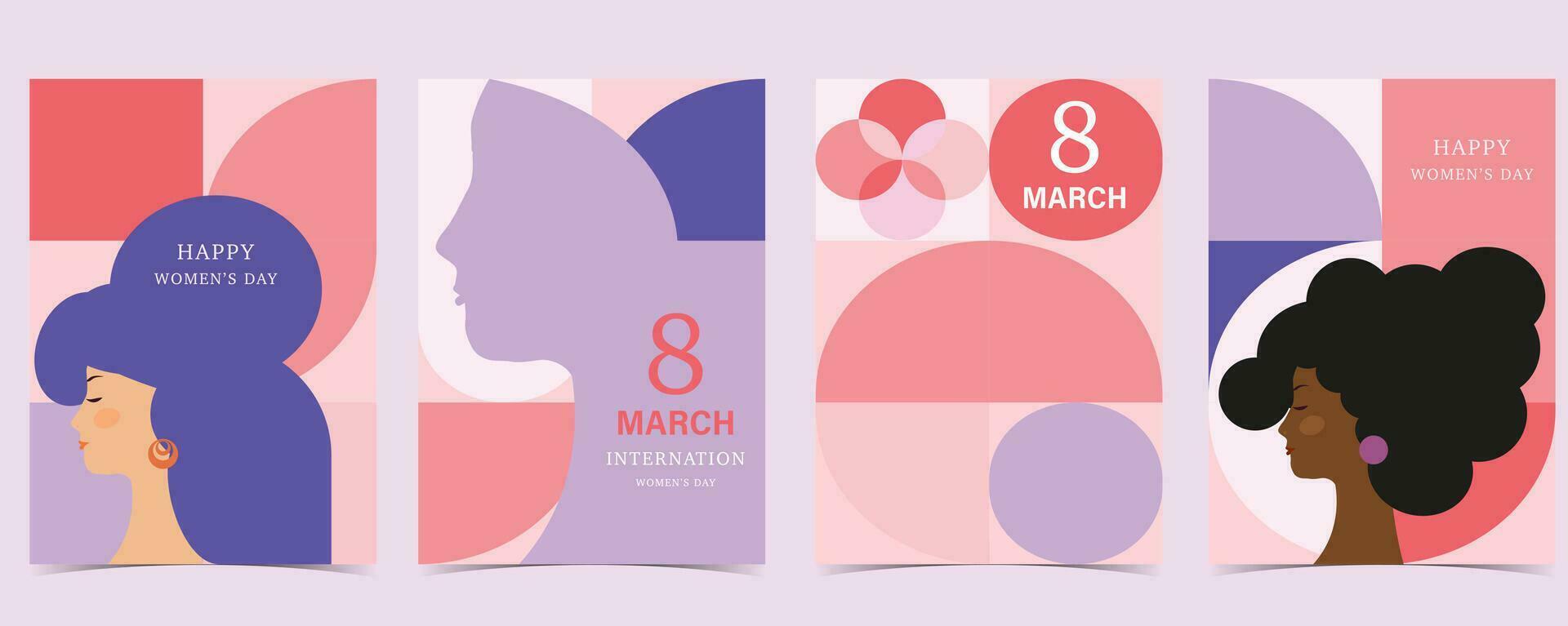 International women day with geometric use for vertical a4 card design vector