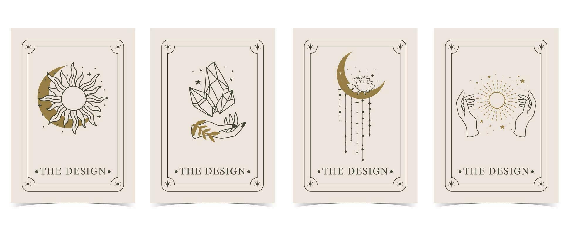 boho tarjeta tarot para a4 vertical ilustración diseño vector