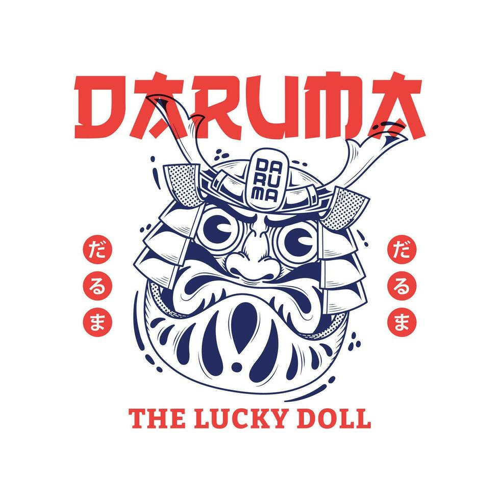 japonés daruma muñeca ropa de calle camiseta ilustración diseño vector