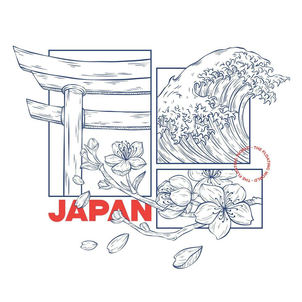Japanese icon illustration t shirt design vector