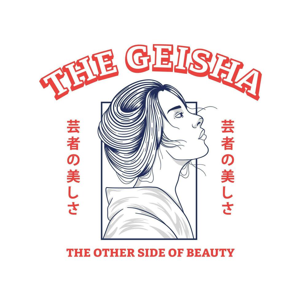 Geisha Japanese illustration t shirt design vector