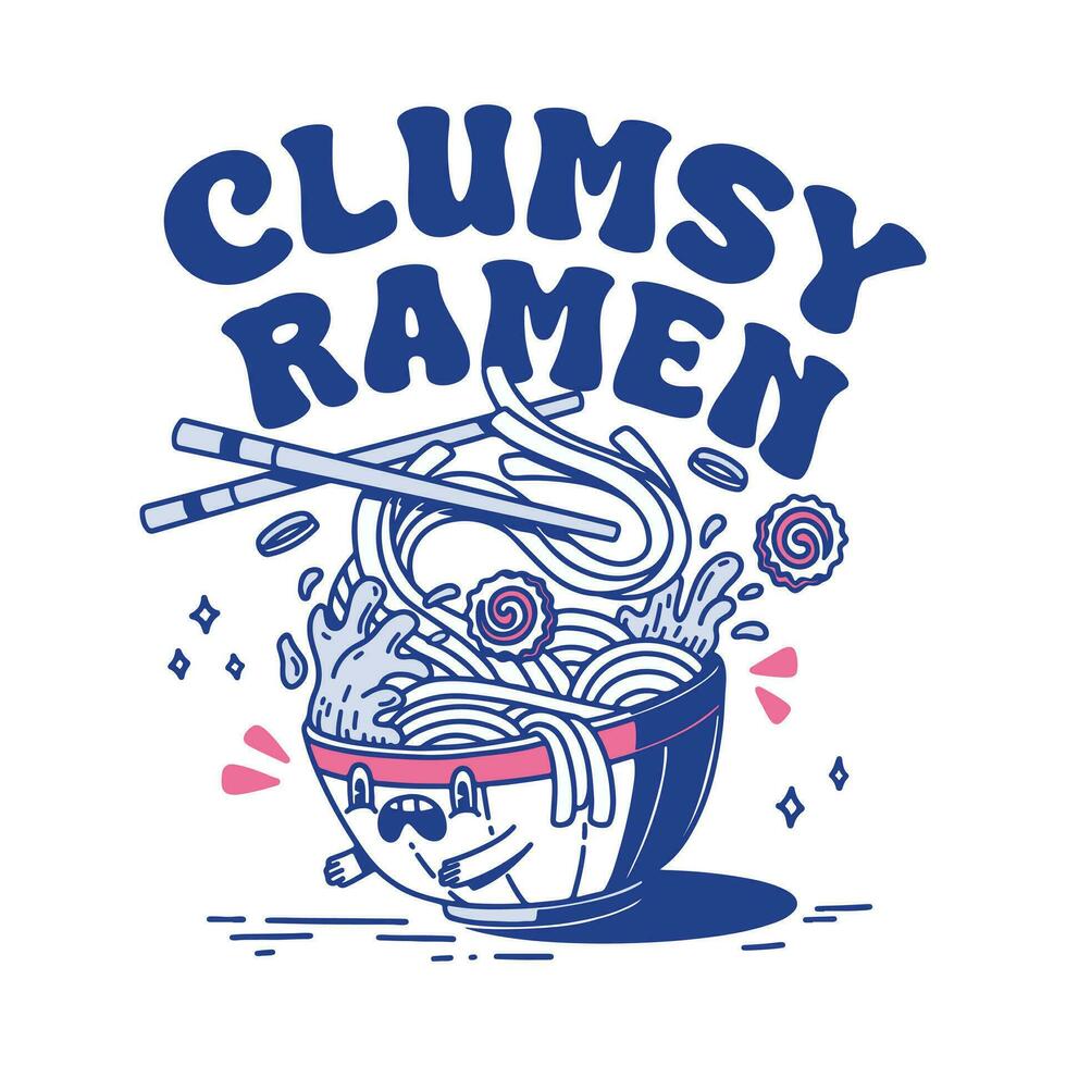 Cute Clumsy ramen illustration design vector
