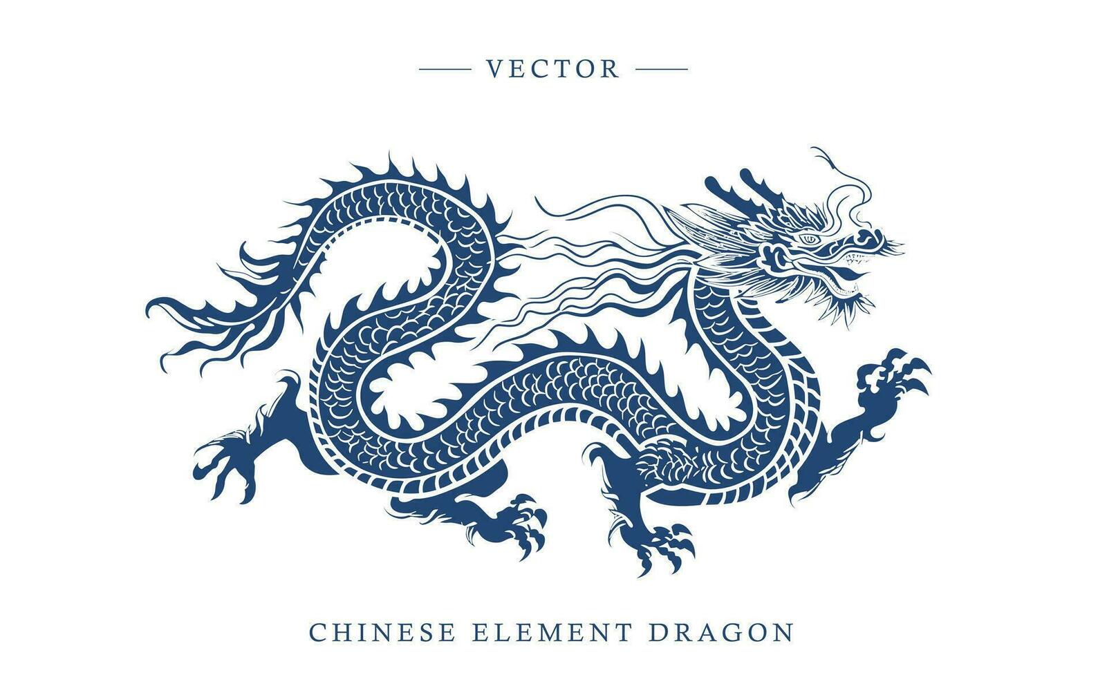 Blue and white porcelain Chinese dragon pattern vector
