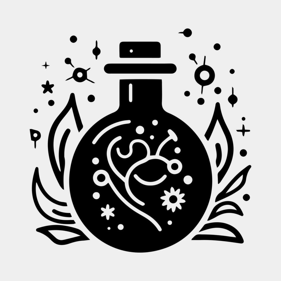 magic potion with stars vector icon isolated on white background