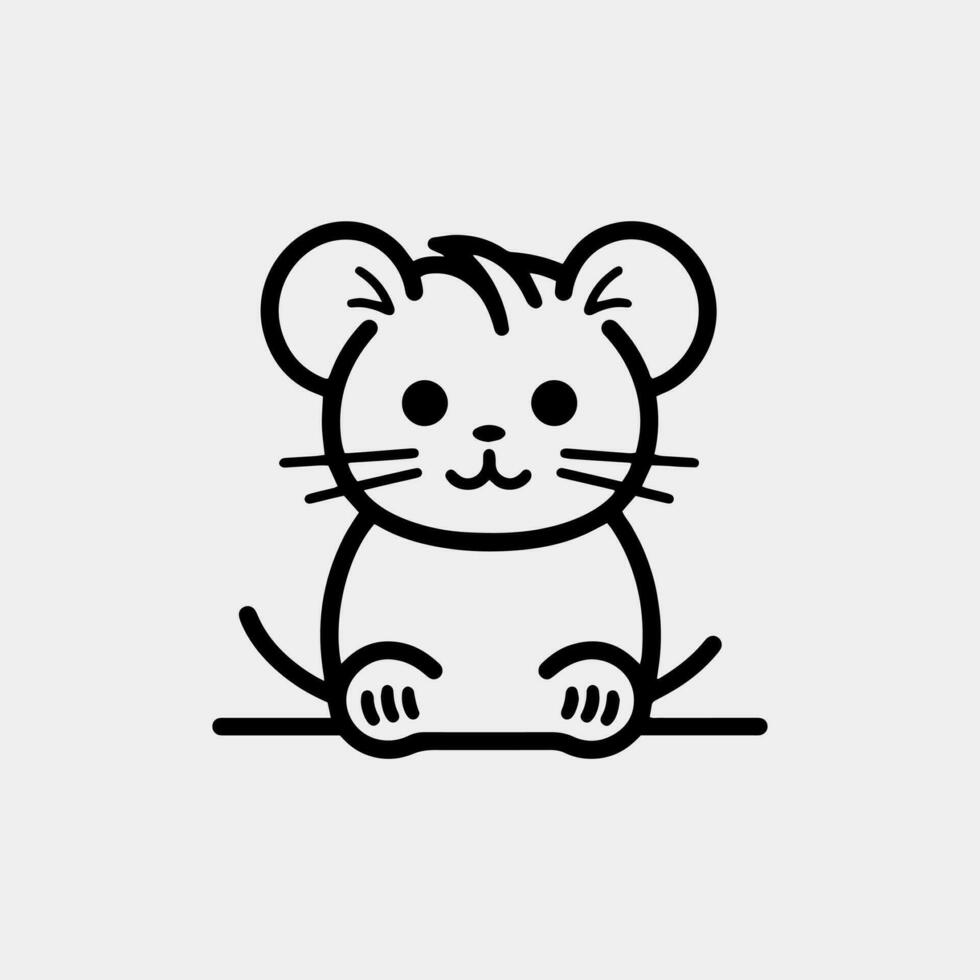 vector illustration of a cartoon cute mouse.