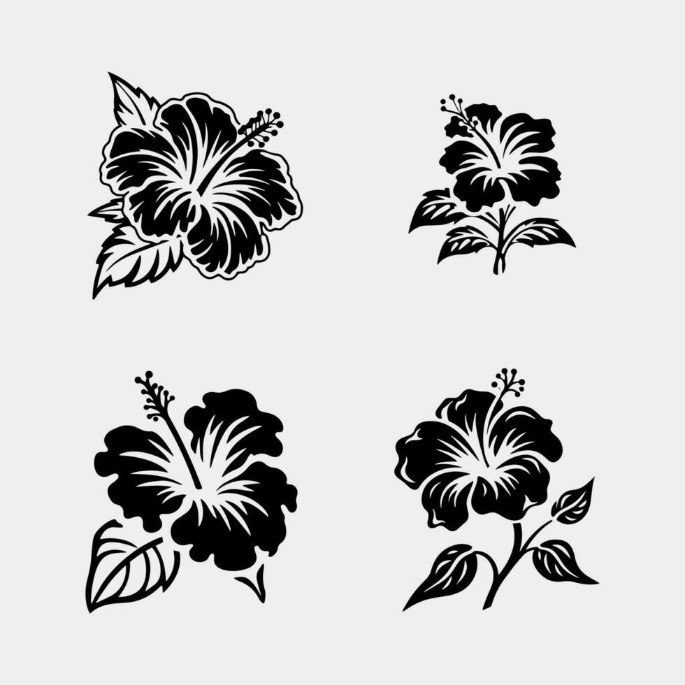 set of flower icons, vector illustration