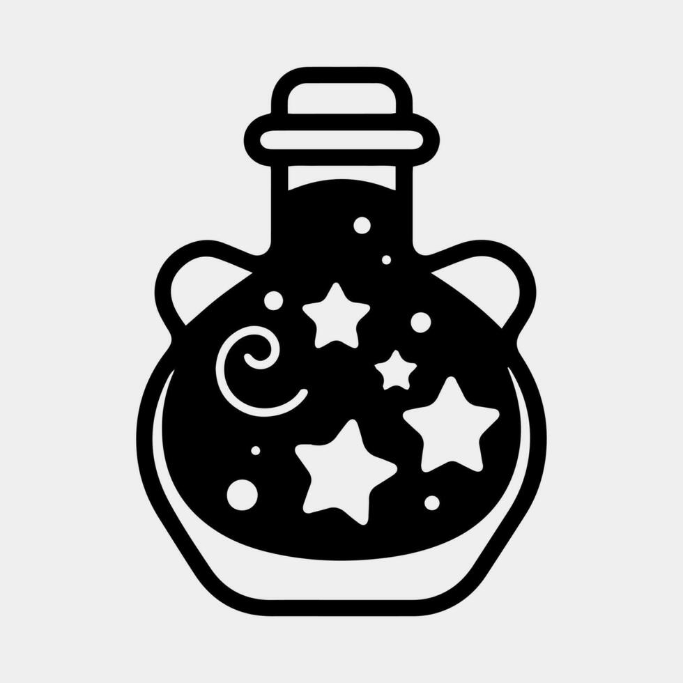 magic potion with stars vector icon isolated on white background