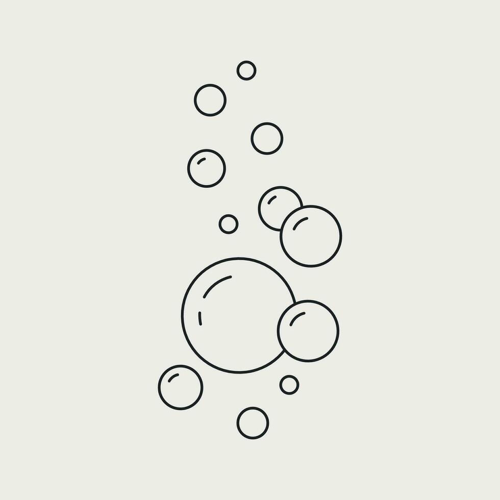 Bubbles under water line icon. Soap, lemonade, fizzy drink, oxygen air, cosmetics. Vector illustration