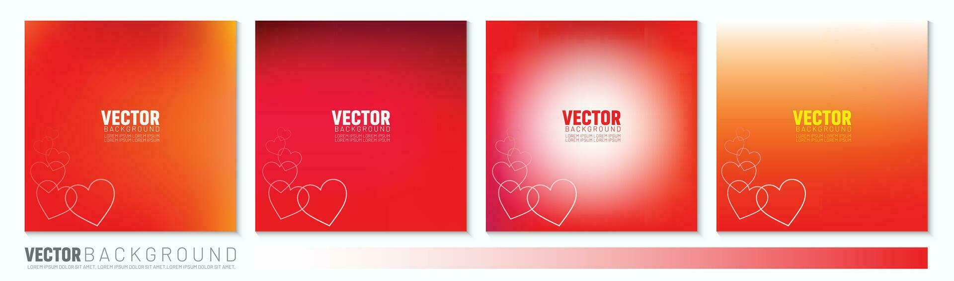 Set of Valentine's Day gradient background. Lovely modern art Invitations and greeting cards, social media design vector