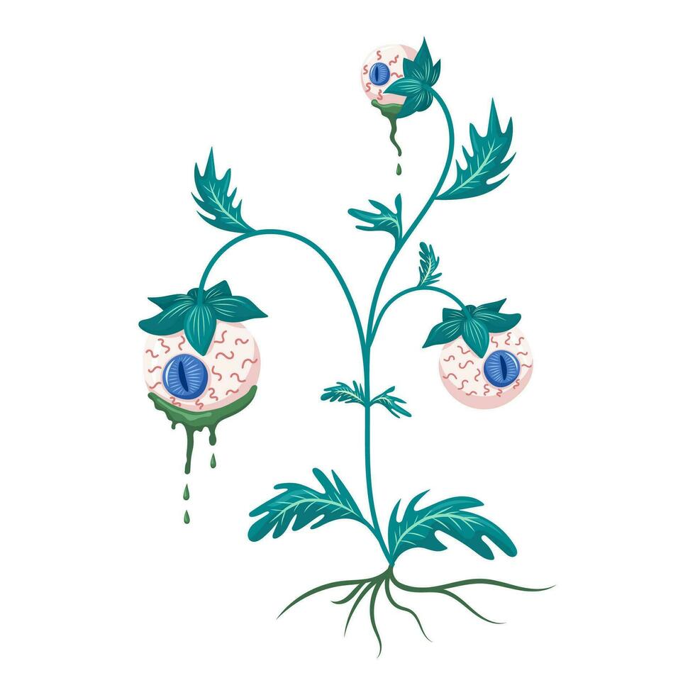 Fantasy berries botanical illustration. Isolated vector illustration. For halloween, for games, for design