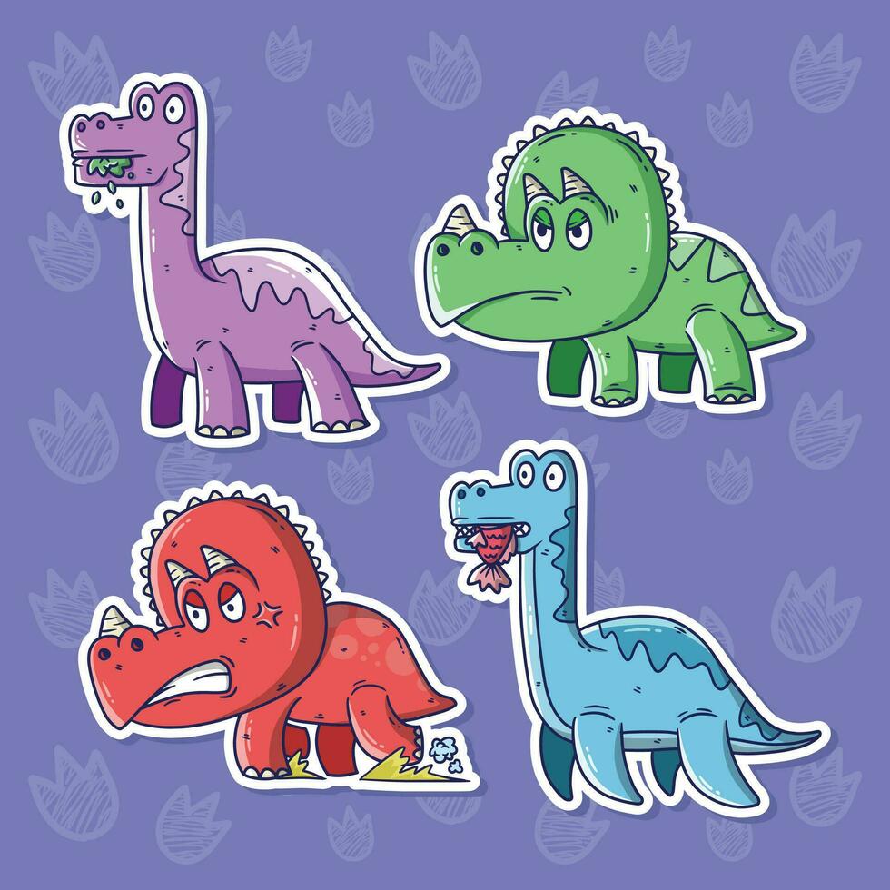 vector ilustración conjunto de dibujos animados dinosaurios dinosaurios dibujos animados ilustración. mano dibujado vector ilustración
