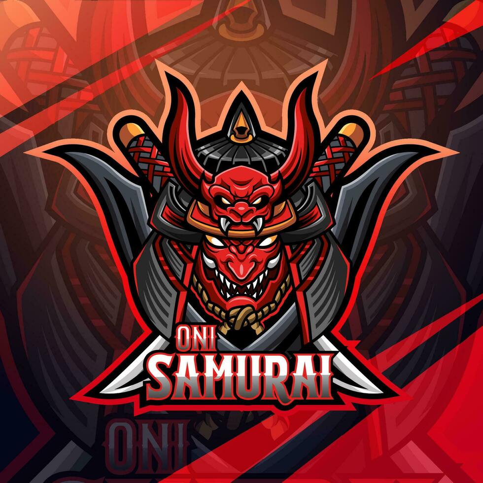 Oni samurai esport mascot logo design vector