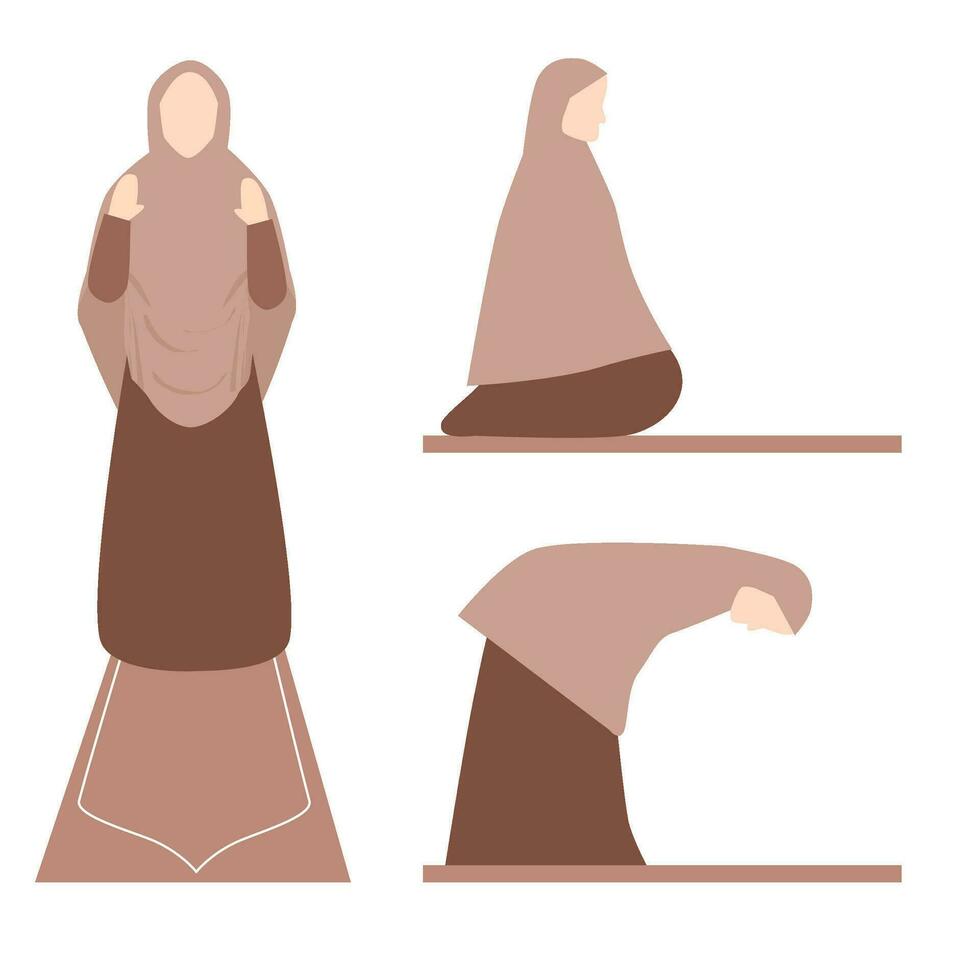 Muslim Woman Praying Movement Collection vector