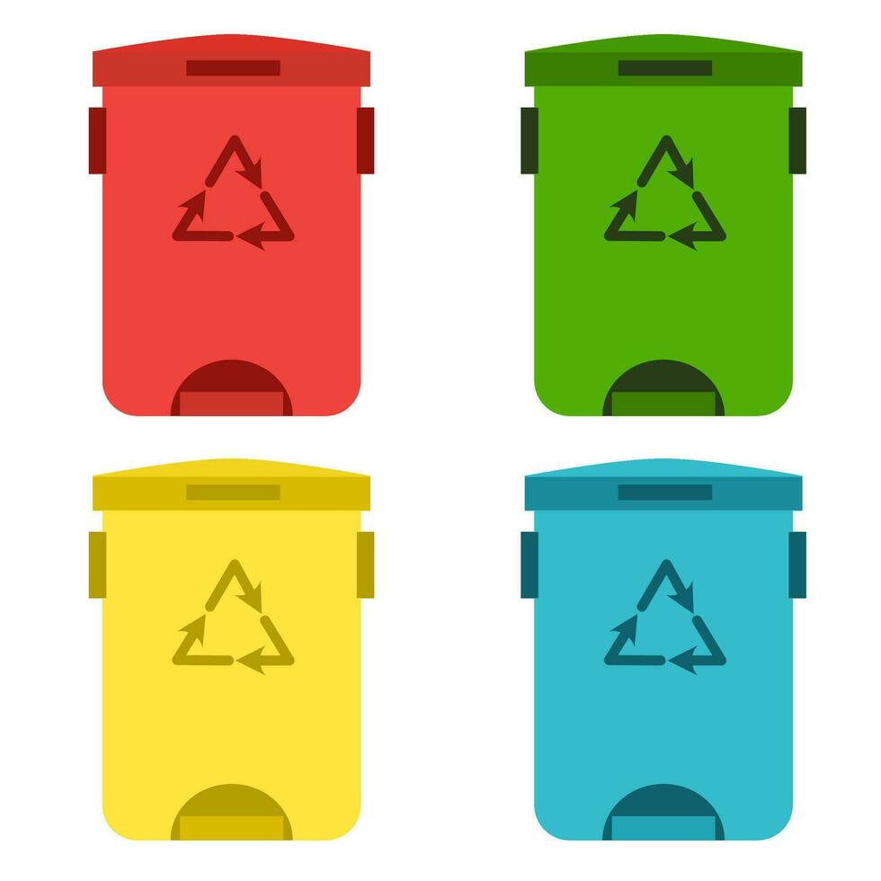 bote de basura colección con diferente colores vector