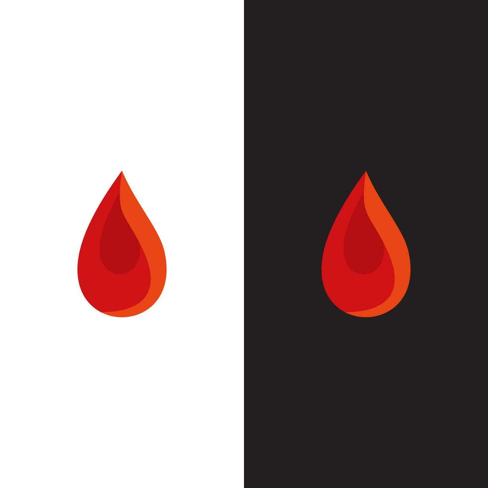 a red and black logo with a drop of blood or fire vector