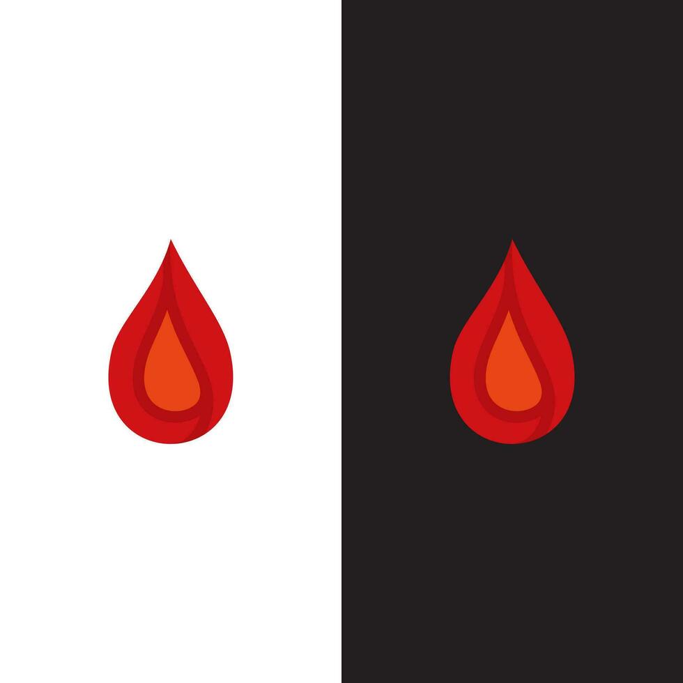 a red and black logo with a drop of blood or fire vector