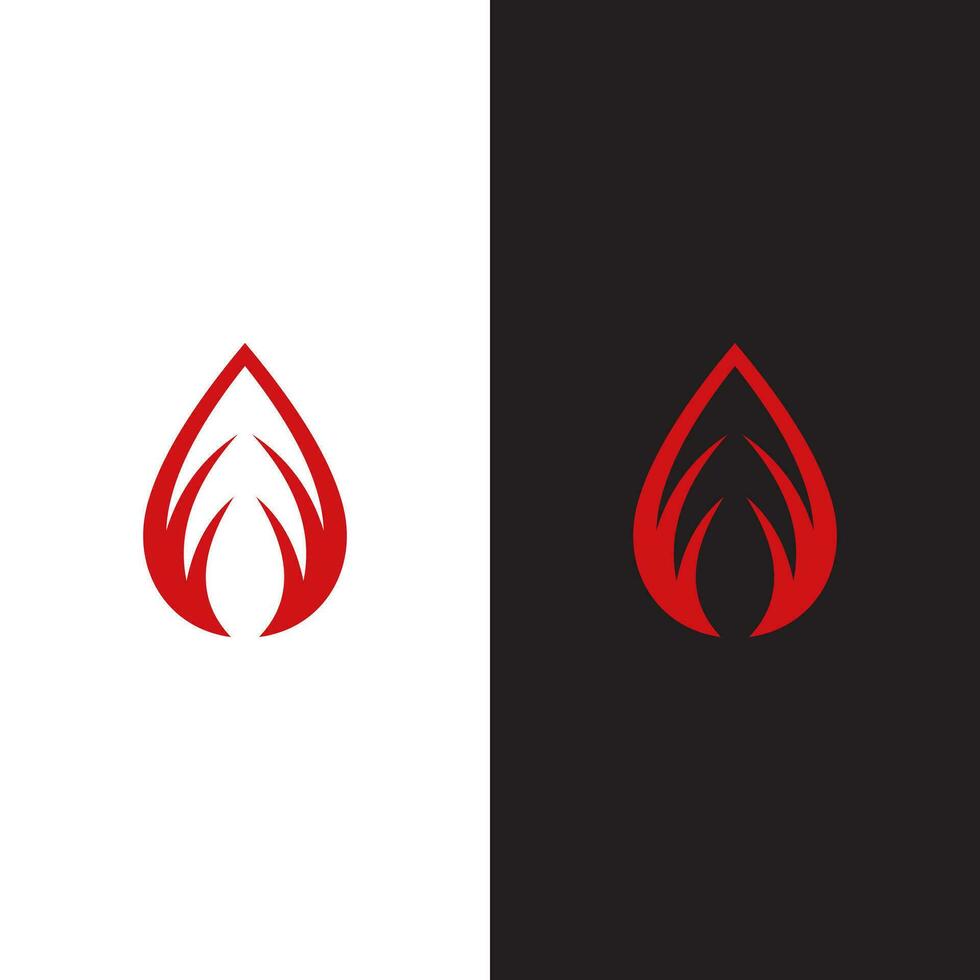 a red and black logo with a drop of blood or fire vector