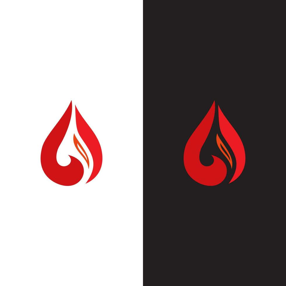 a red and black logo with a drop of blood or fire vector