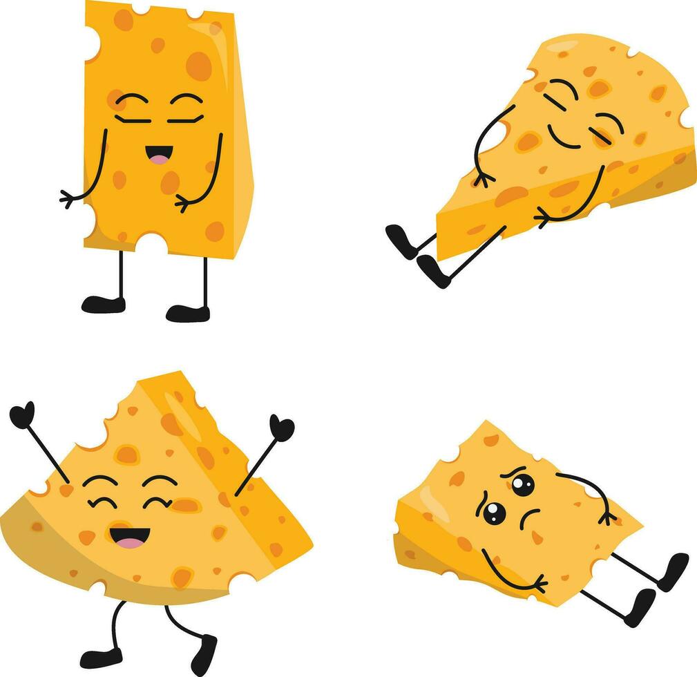 Cheese Lovers Day Character Set. With Cartoon Design. Vector Illustration