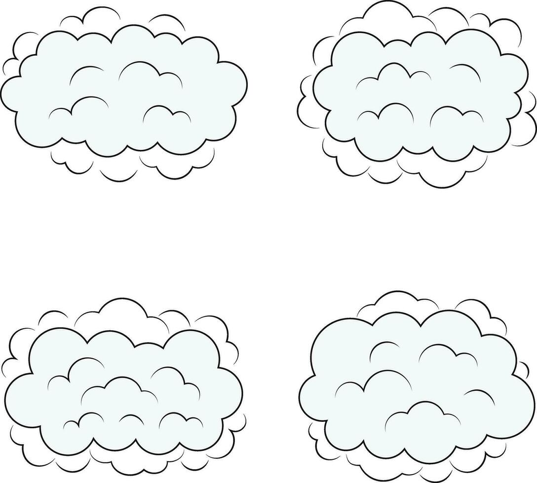 Comics Explosion Clouds With Flat Cartoon Style. Vector Illustration