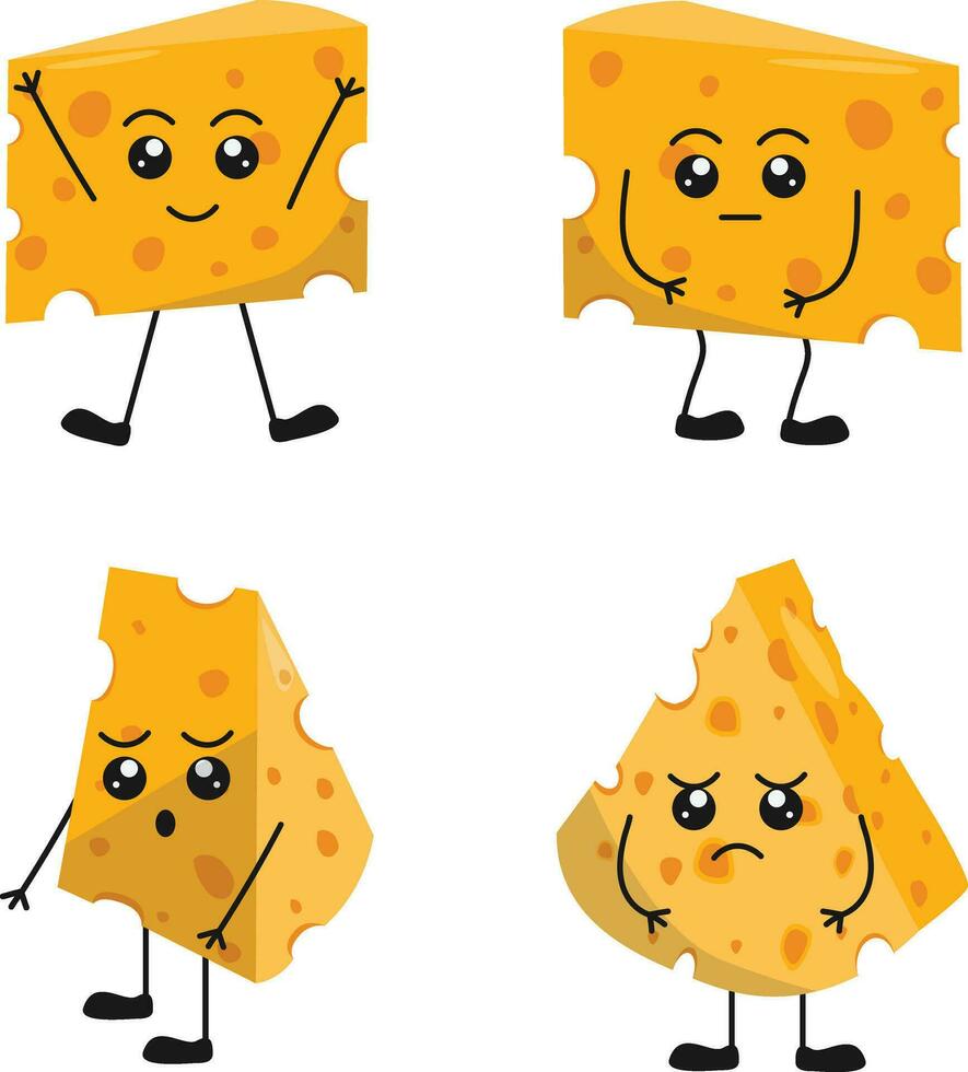 Cheese Lovers Day Character Set. With Cartoon Design. Vector Illustration