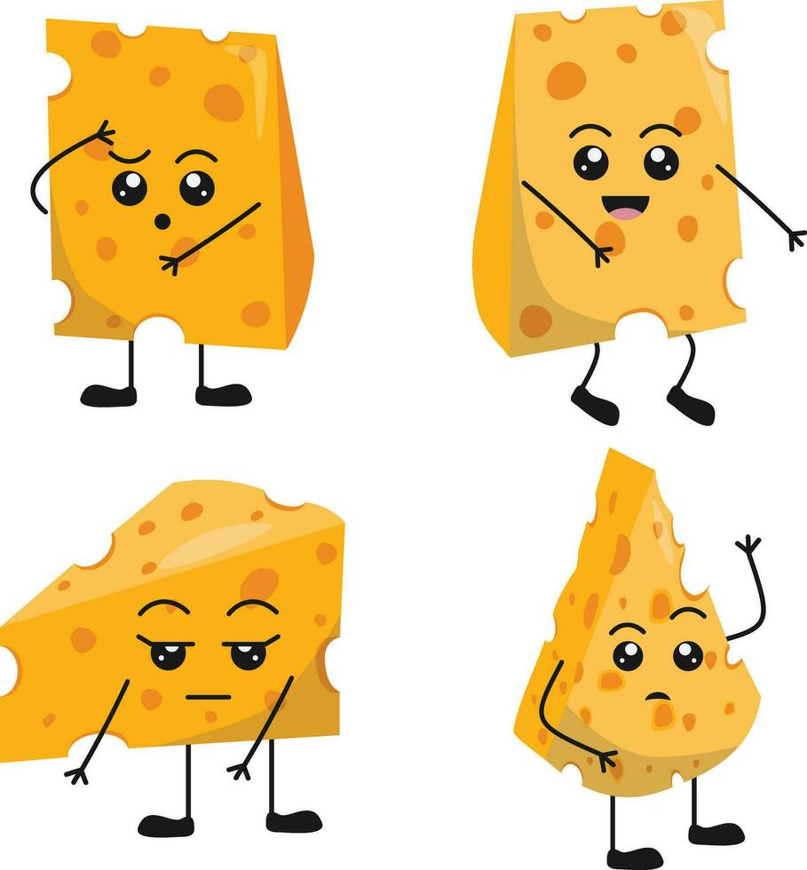 Cheese Lovers Day Character Set. With Cartoon Design. Vector Illustration