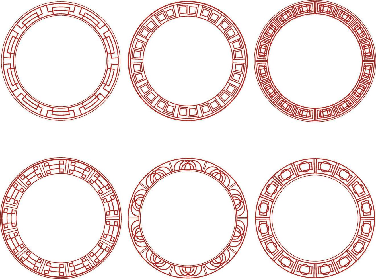 conjunto de chino circulo marco. aislado en blanco antecedentes. vector ilustración