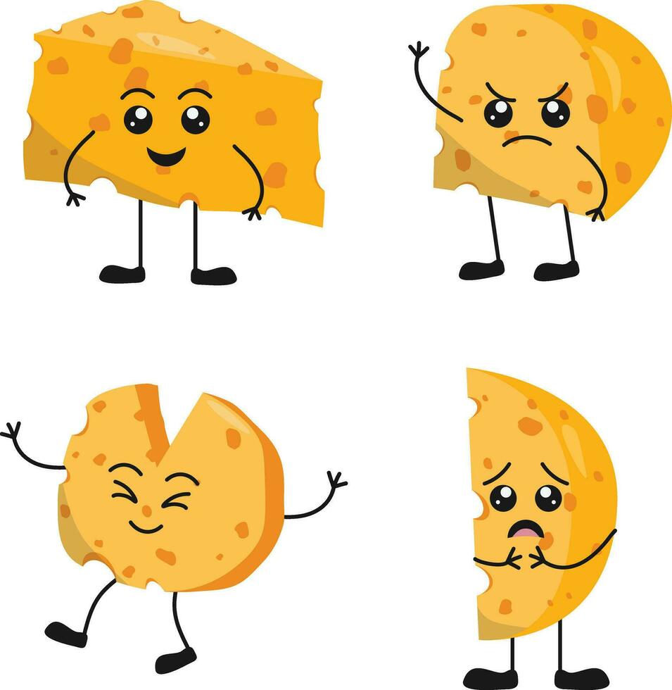 Cheese Lovers Day Character Set. With Cartoon Design. Vector Illustration