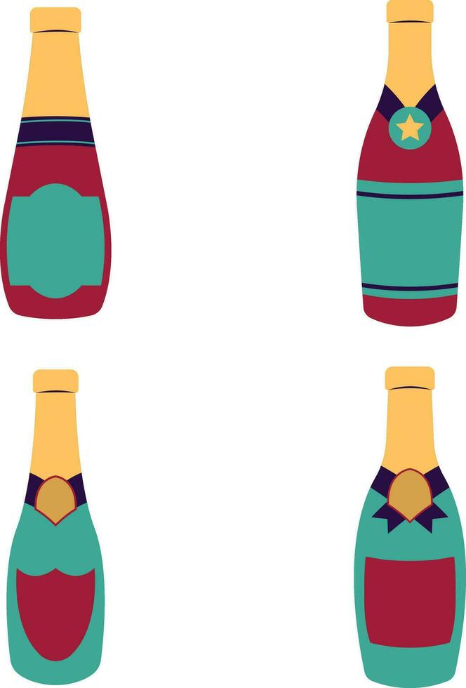 conjunto de varios botellas plano dibujos animados estilo. aislado en blanco antecedentes vector