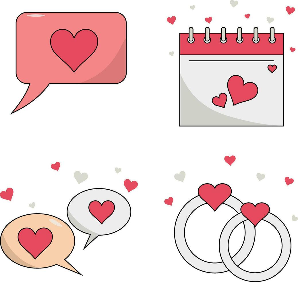 Valentine's Day Sticker Set. Isolated On White Background vector