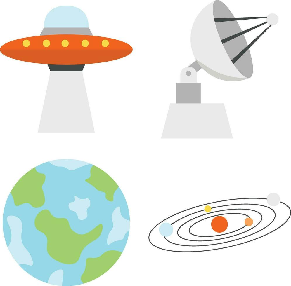 Collection Outer Space Birthday. With Cartoon Design. Isolated Vector
