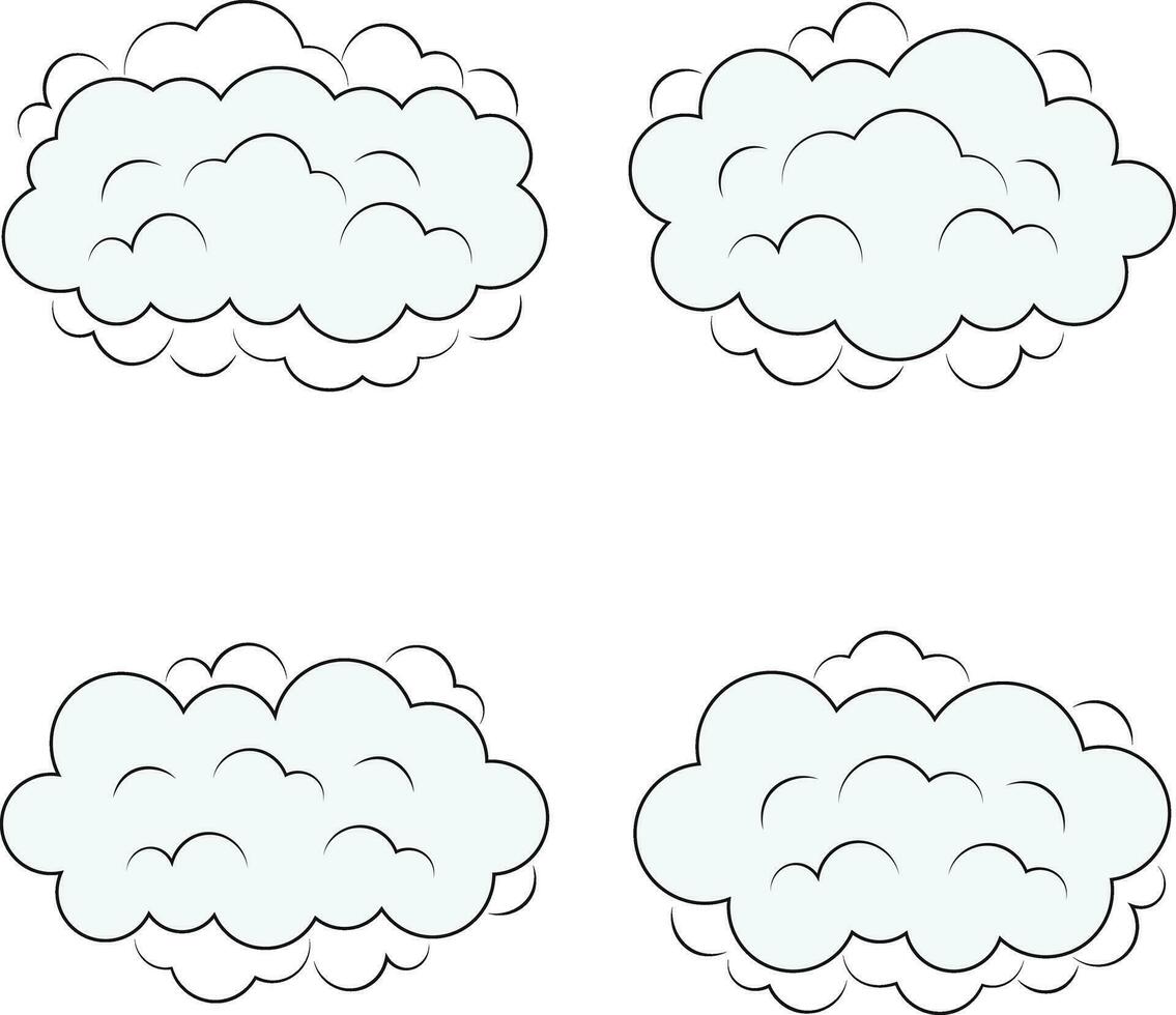 Comics Explosion Clouds With Flat Cartoon Style. Vector Illustration