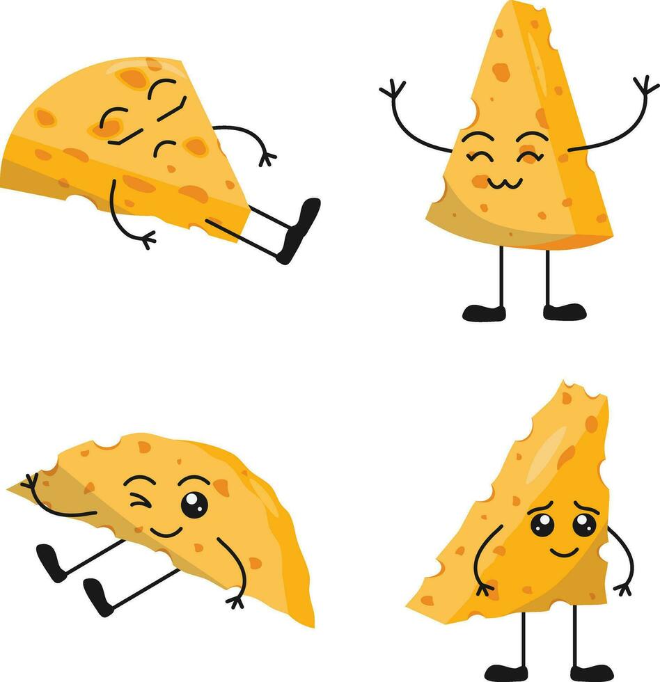 Cheese Lovers Day Character Set. With Cartoon Design. Vector Illustration