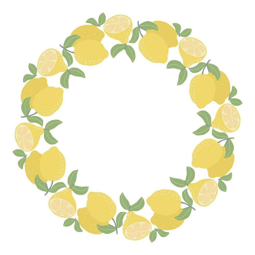 Botanical citrus circular frame vector illustration