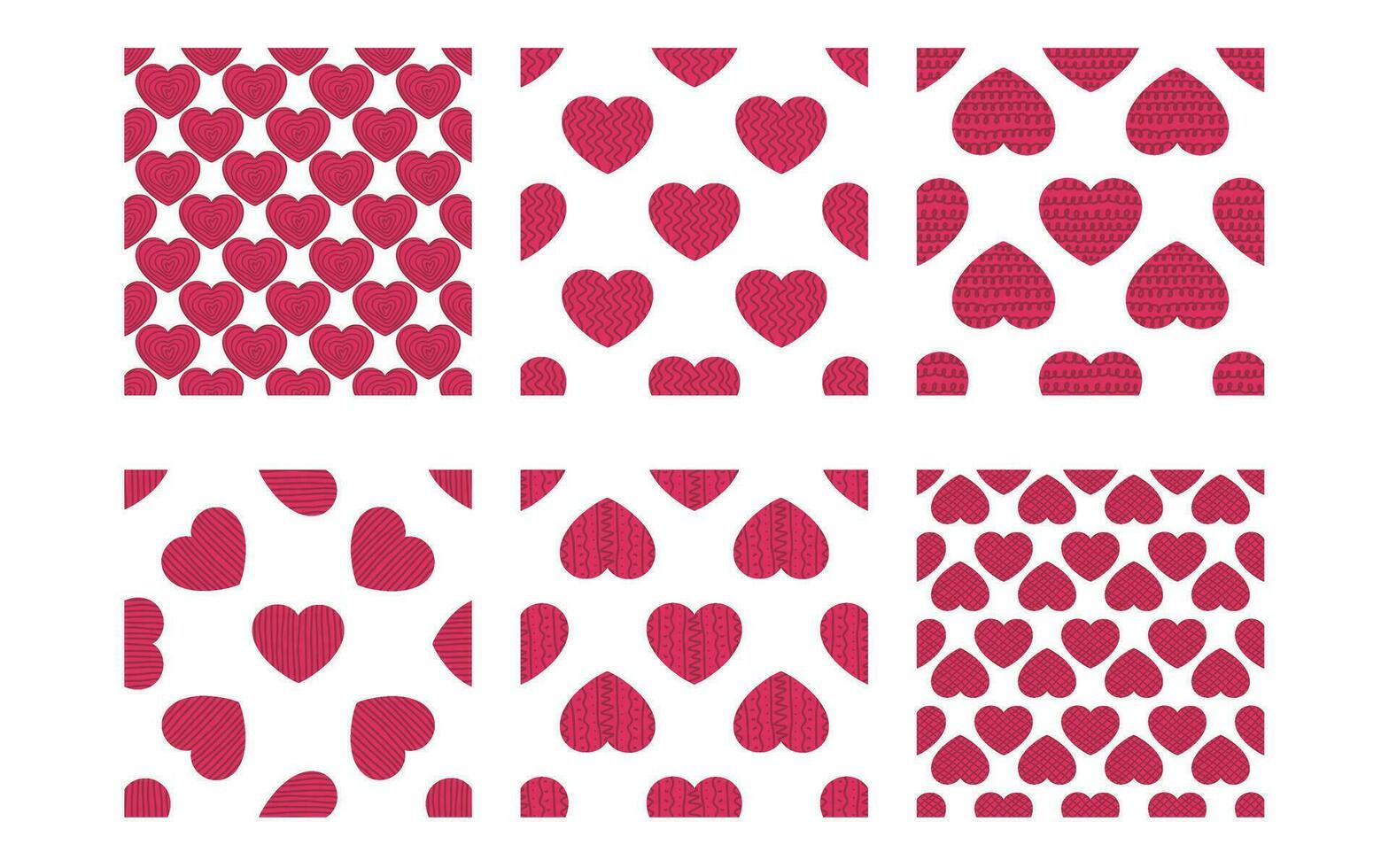 Romantic seamless pattern set vector illustration